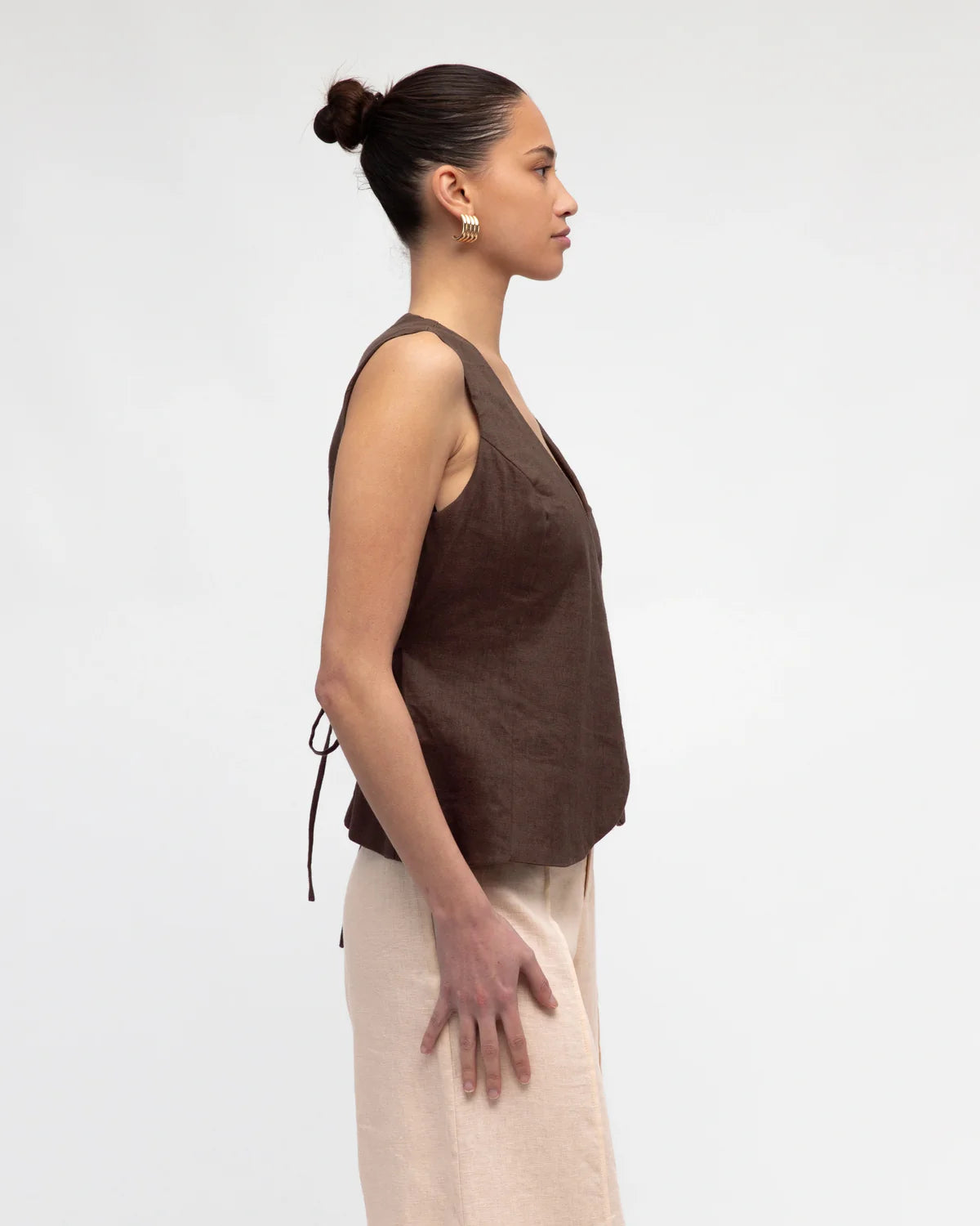White Closet Linen Wrap Vest Top