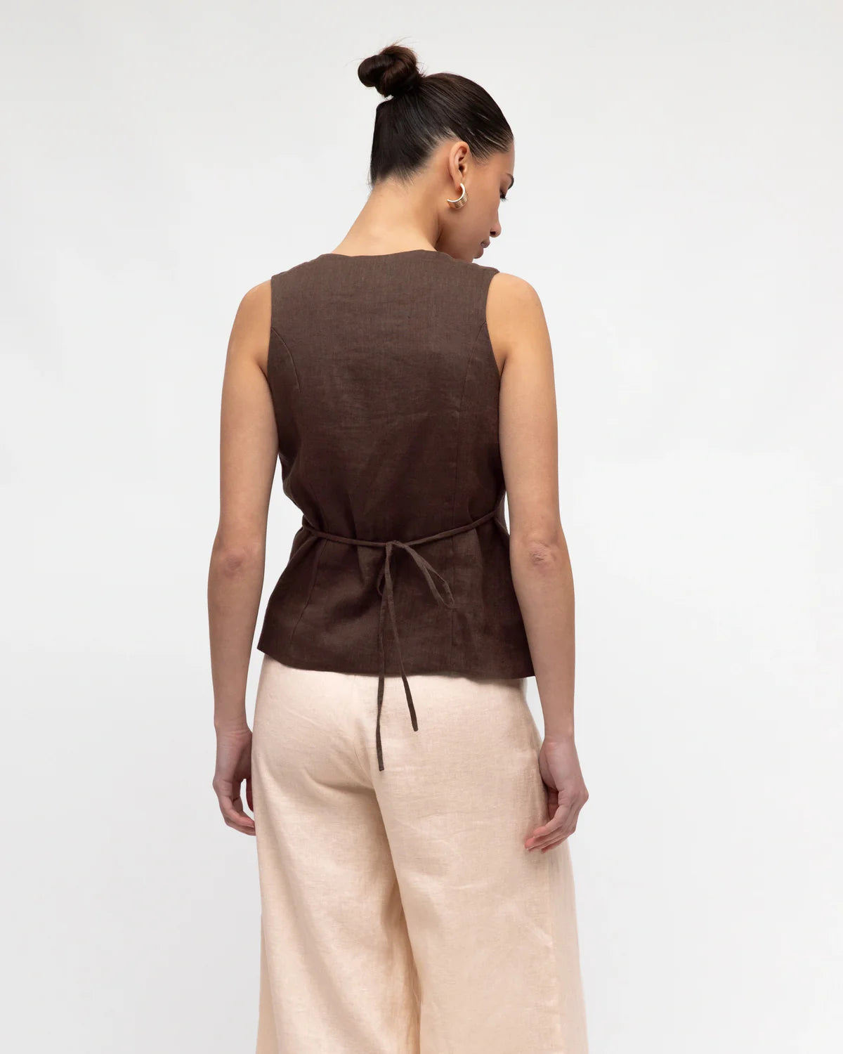 White Closet Linen Wrap Vest Top