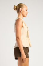 Style State Front Tie Pleated Detail Top