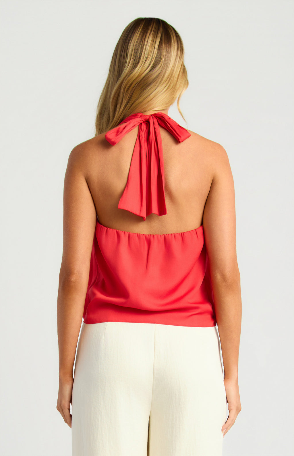 Style State Draped Front Bubble Hem Halter Top