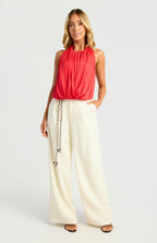 Style State Draped Front Bubble Hem Halter Top